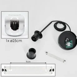 Suspension Verre 25cm Lauden Chrome, Clair, Fumé, 1 lumière