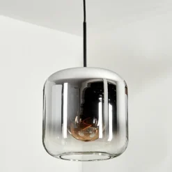 Suspension Verre 25cm Lauden Chrome, Clair, Fumé, 1 lumière