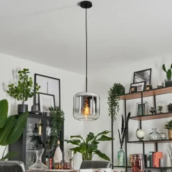 Suspension Verre 25cm Lauden Chrome, Clair, Fumé, 1 lumière