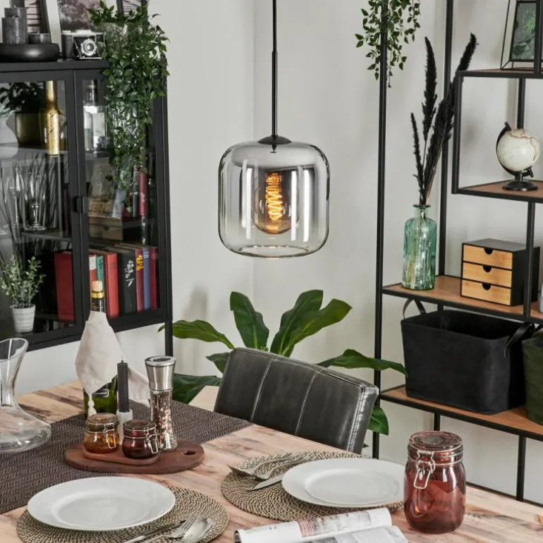 Suspension Verre 20cm Lauden Clair, Fumé, 1 lumière