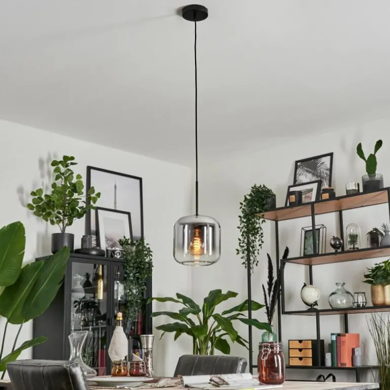 Suspension Verre 20cm Lauden Clair, Fumé, 1 lumière