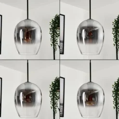 Suspension Verre 20cm Vevino Clair, Fumé, 3 lumières