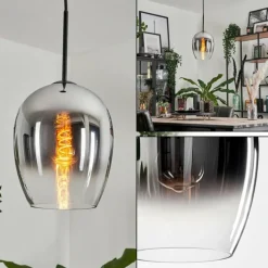 Suspension Verre 20cm Vevino Chrome, Clair, Fumé, 1 lumière