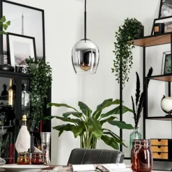 Suspension Verre 15cm Vevino Chrome, Clair, Fumé, 1 lumière