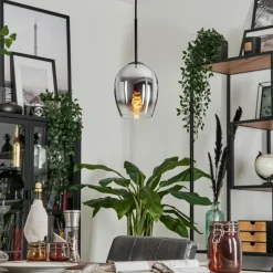 Suspension Verre 15cm Vevino Chrome, Clair, Fumé, 1 lumière