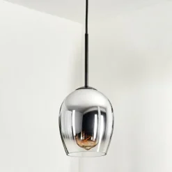 Suspension Verre 15cm Vevino Chrome, Clair, Fumé, 1 lumière