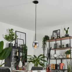 Suspension Verre 15cm Vevino Chrome, Clair, Fumé, 1 lumière