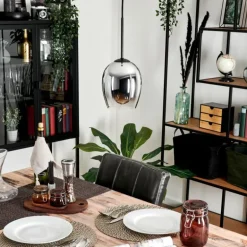 Suspension Verre 15cm Vevino Chrome, Clair, Fumé, 1 lumière