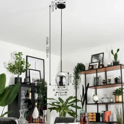 Suspension Verre 15cm Vevino Fumé, 1 lumière