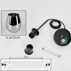 Suspension Verre 15cm Vevino Fumé, 1 lumière