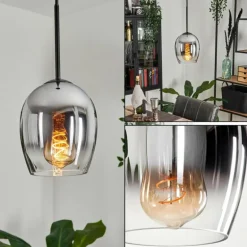 Suspension Verre 15cm Vevino Clair, Fumé, 1 lumière