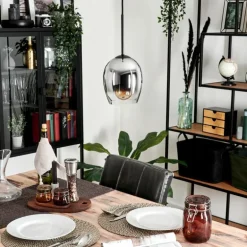 Suspension Verre 15cm Vevino Clair, Fumé, 1 lumière