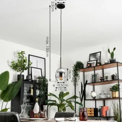 Suspension Verre 15cm Vevino Clair, Fumé, 1 lumière