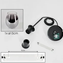 Suspension Verre 15cm Vevino Clair, Fumé, 1 lumière