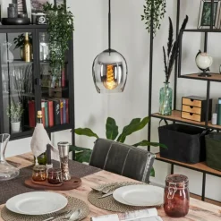 Suspension Verre 15cm Vevino Clair, Fumé, 1 lumière