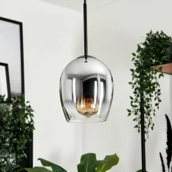 Suspension Verre 15cm Vevino Clair, Fumé, 1 lumière