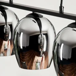 Suspension Verre 15cm Vevino Chrome, Fumé, 3 lumières