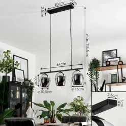 Suspension Verre 15cm Vevino Chrome, Fumé, 3 lumières