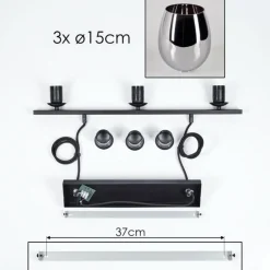 Suspension Verre 15cm Vevino Chrome, Fumé, 3 lumières