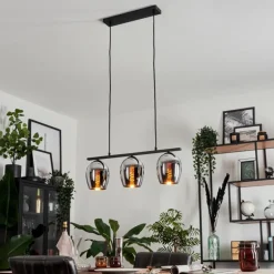 Suspension Verre 15cm Vevino Chrome, Fumé, 3 lumières