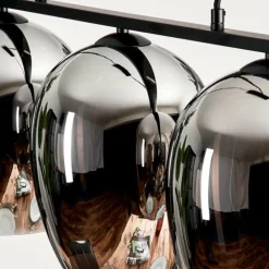 Suspension Verre 20cm Vevino Chrome, Fumé, 3 lumières