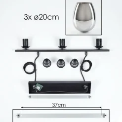 Suspension Verre 20cm Vevino Chrome, Fumé, 3 lumières