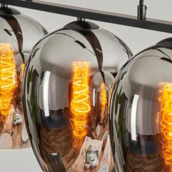 Suspension Verre 20cm Vevino Chrome, Fumé, 3 lumières