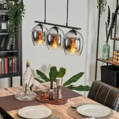 Suspension Verre 15cm Vevino Chrome, Clair, Fumé, 3 lumières