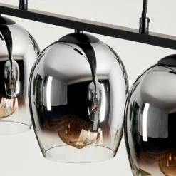 Suspension Verre 15cm Vevino Chrome, Clair, Fumé, 3 lumières