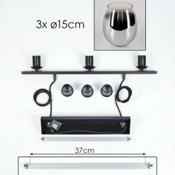 Suspension Verre 15cm Vevino Chrome, Clair, Fumé, 3 lumières