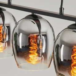 Suspension Verre 15cm Vevino Chrome, Clair, Fumé, 3 lumières