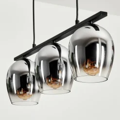 Suspension Verre 15cm Vevino Chrome, Clair, Fumé, 3 lumières