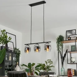 Suspension Verre 15cm Vevino Chrome, Clair, Fumé, 3 lumières