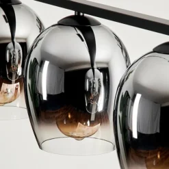 Suspension Verre 15cm Vevino Chrome, Clair, Fumé, 4 lumières