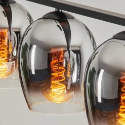 Suspension Verre 15cm Vevino Chrome, Clair, Fumé, 4 lumières