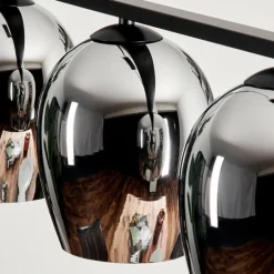 Suspension Verre 15cm Vevino Chrome, Fumé, 4 lumières