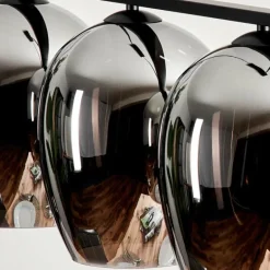 Suspension Verre 20cm Vevino Chrome, Fumé, 4 lumières