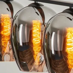 Suspension Verre 20cm Vevino Chrome, Fumé, 4 lumières