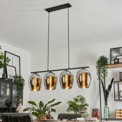 Suspension Verre 20cm Vevino Chrome, Fumé, 4 lumières