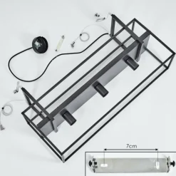 Suspension Victorine Chrome, Noir, 3 lumières