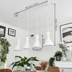 Suspension Vijes Blanc, 4 lumières