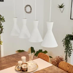 Suspension Vijes Blanc, 4 lumières