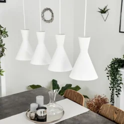 Suspension Vijes Blanc, 4 lumières