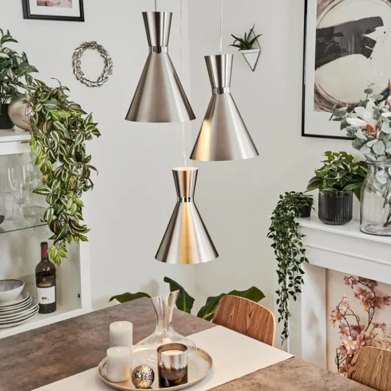 Suspension Vijes Nickel mat, 3 lumières