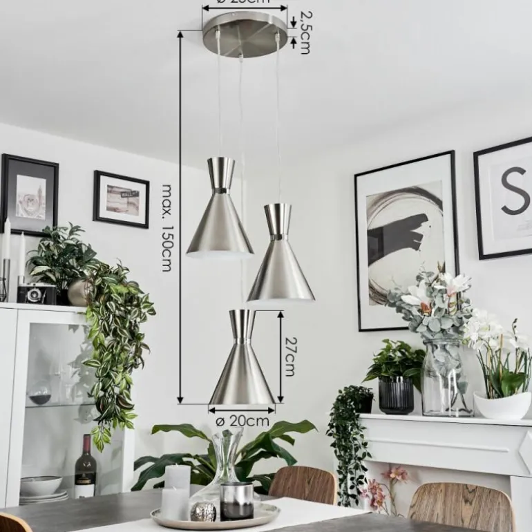 Suspension Vijes Nickel mat, 3 lumières