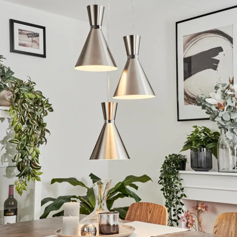 Suspension Vijes Nickel mat, 3 lumières