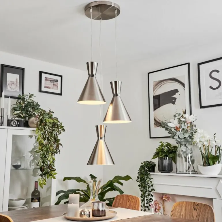 Suspension Vijes Nickel mat, 3 lumières