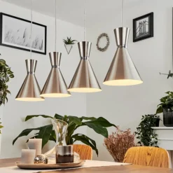 Suspension Vijes Nickel mat, 4 lumières