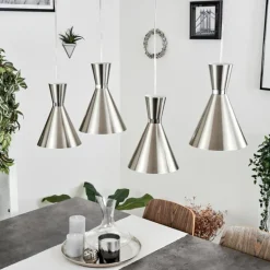 Suspension Vijes Nickel mat, 4 lumières