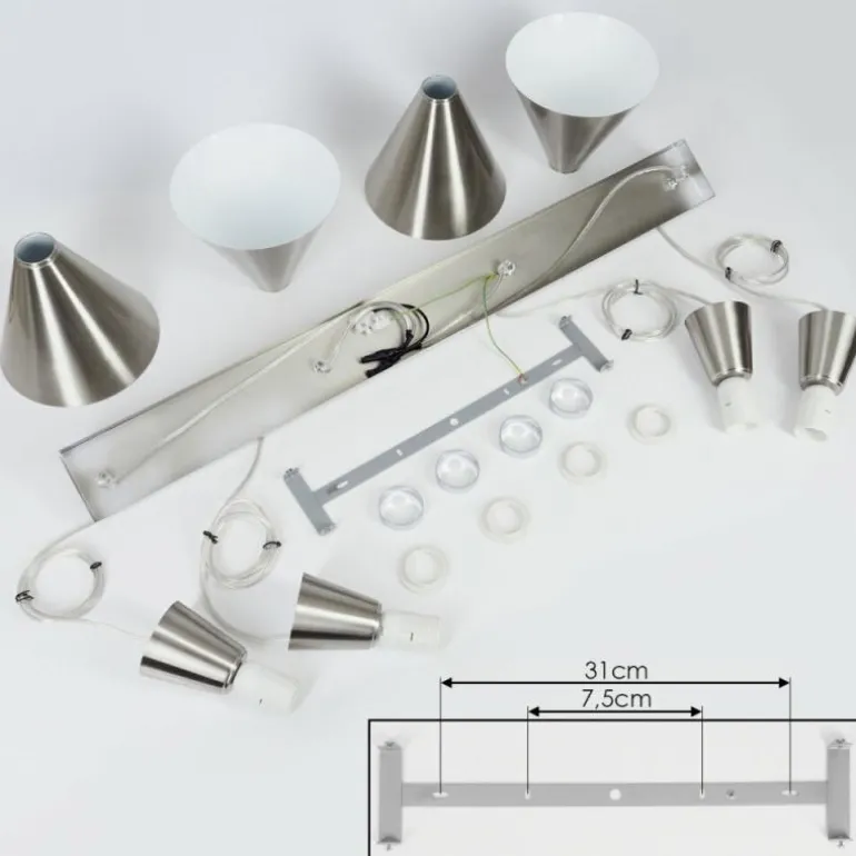 Suspension Vijes Nickel mat, 4 lumières